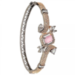 Rhodium-Plated Black Tone American Diamond Openable Kada Bracelet