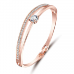 Stylish 18k Rose Gold Plated Crystal Bangle Bracelet for Women