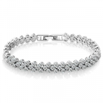 Platinum Plated Crystal Bangle Bracelet for Women and Girls