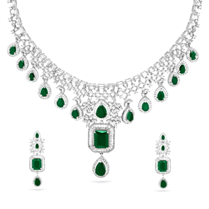 American Diamond Zirconia Necklace Set Trendy Stylish Jewellery Gift for Women & Girls