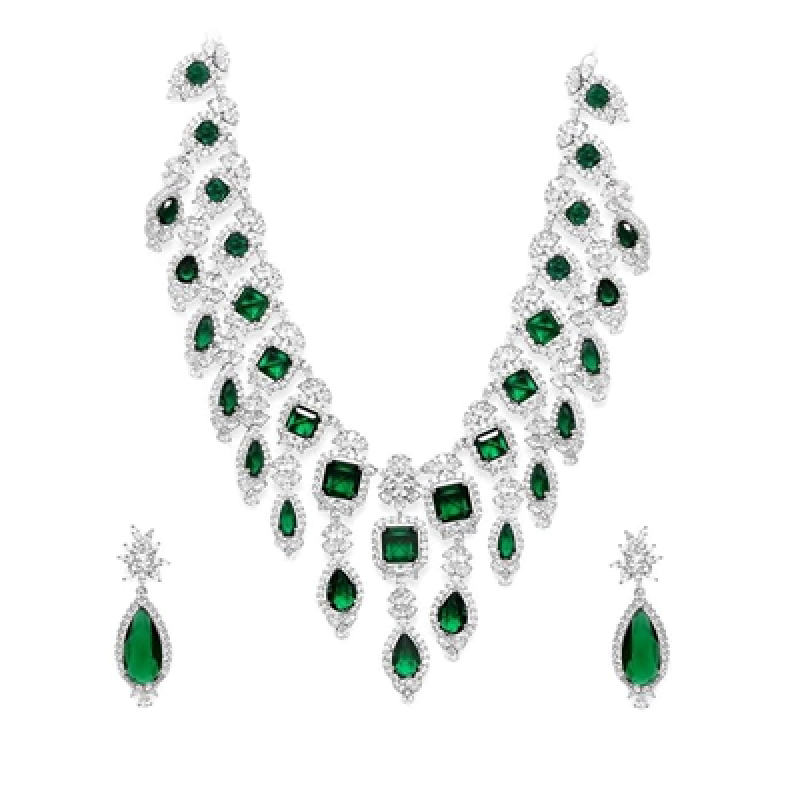 Necklace Set Cubic Zirconia American Diamond Jewellery Gift for Women & Girls