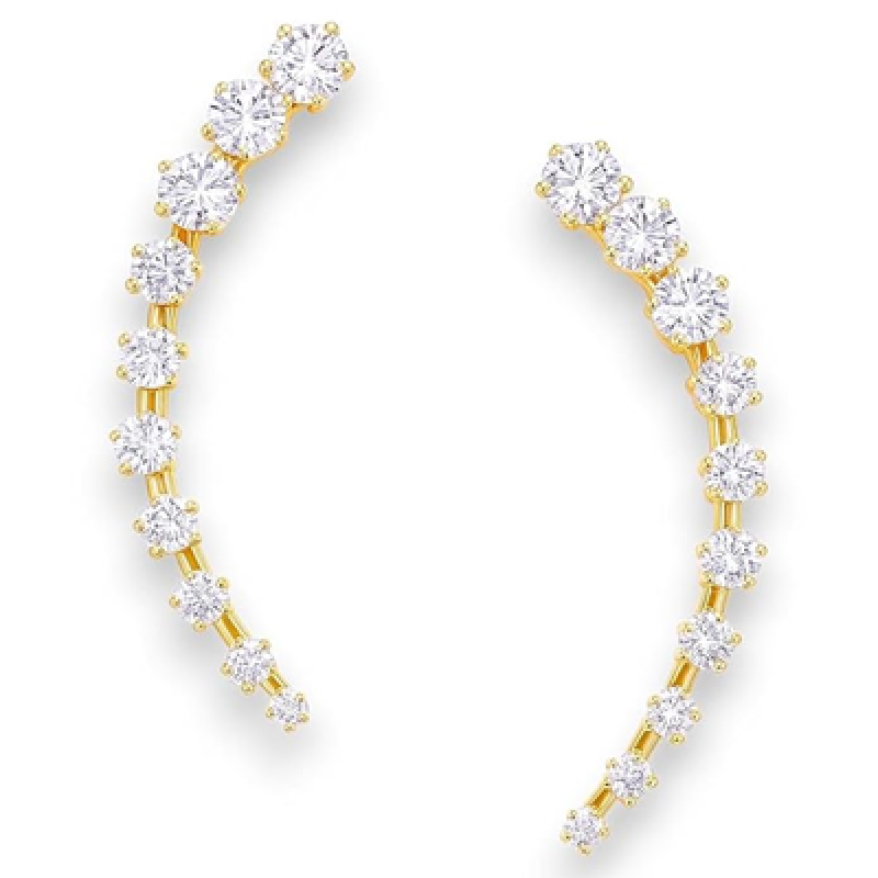 Diamond Embellished Delicate Light Weighted Ear Cuffs with Clip