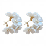 Latest Sweet Romantic Elegant White Flower Hoop Earrings