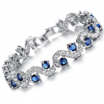 Royal Blue Crystal CZ Silver Plated Stylish Bracelet