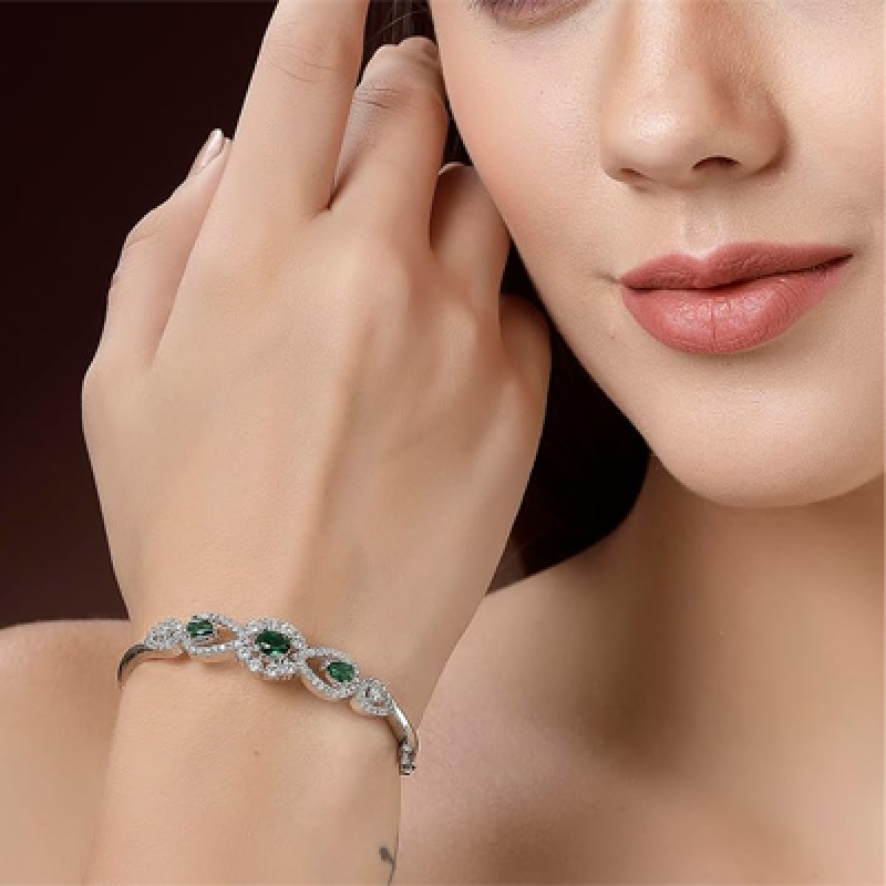 Rhodium-Plated Silver-toned Cuff Bracelet