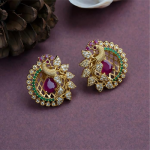 Traditional Tops Gold Plated Ethnic Peacock Designer Studs Earrings for Women and Girls