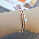 Stylish 18k Rose Gold Plated Crystal Bangle Bracelet for Women