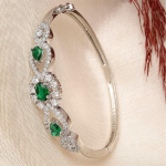 Rhodium-Plated Silver-toned Cuff Bracelet