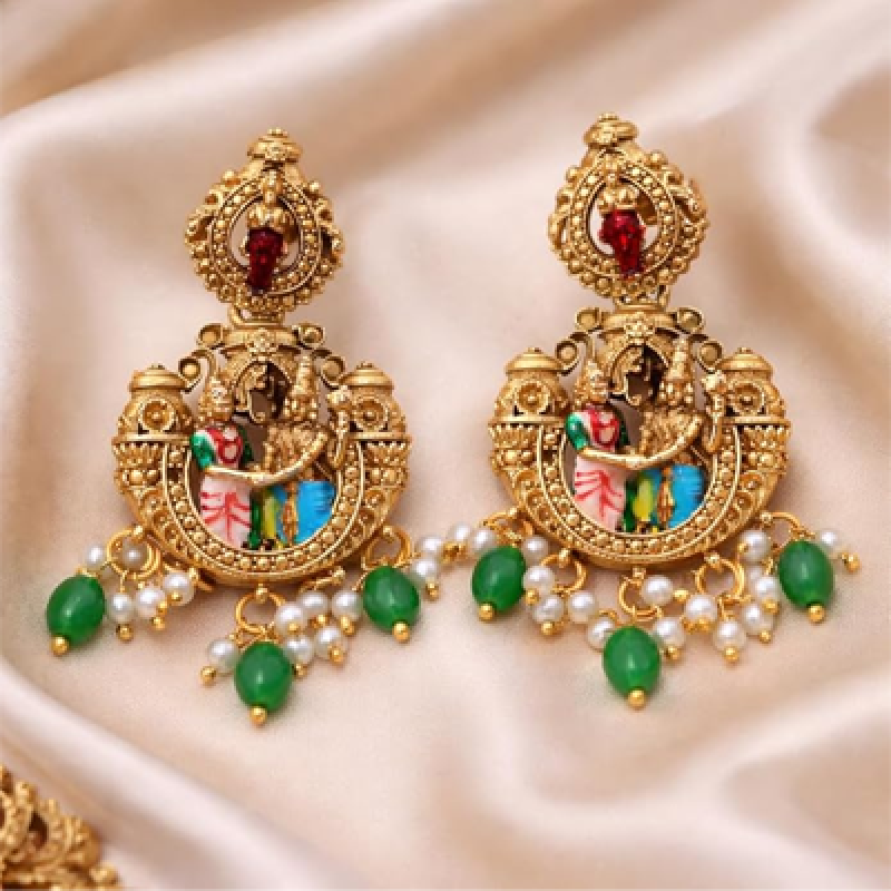 Sita Ramam Temple Jewellery Long Haram Set for Women