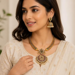 Traditional Temple Jewellery Set for Women, Gold Plated Temple Choker Necklace Set
