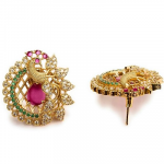 Traditional Tops Gold Plated Ethnic Peacock Designer Studs Earrings for Women and Girls