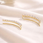 Diamond Embellished Delicate Light Weighted Ear Cuffs with Clip