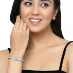 Rhodium-Plated Black Tone American Diamond Openable Kada Bracelet