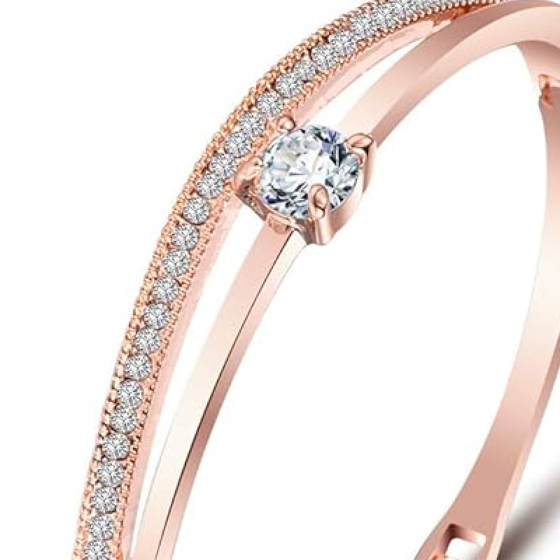 Stylish 18k Rose Gold Plated Crystal Bangle Bracelet for Women