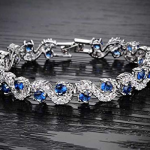 Royal Blue Crystal CZ Silver Plated Stylish Bracelet