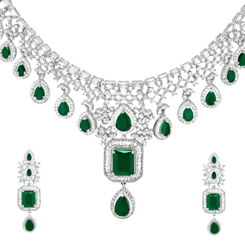 American Diamond Zirconia Necklace Set Trendy Stylish Jewellery Gift for Women & Girls