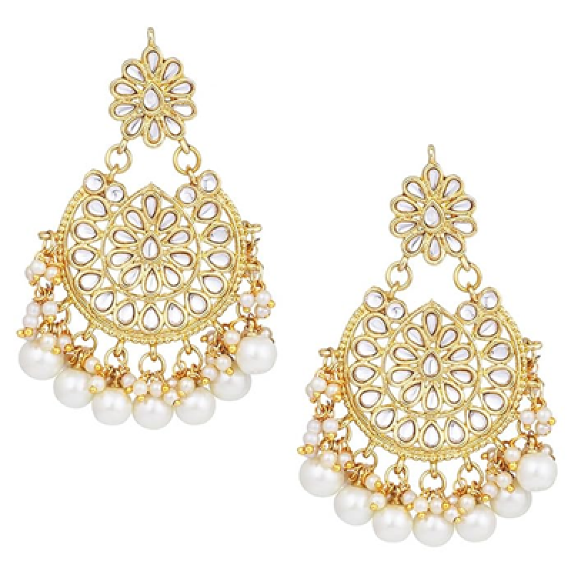 Kundan & Beads Studded Necklace Earrings & Maangtikka Set Ethnic Jewellery for Women & Girls
