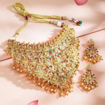 Gold Plated Temple Necklace Set Traditional Statement Jewellery Gift for Women & Girls