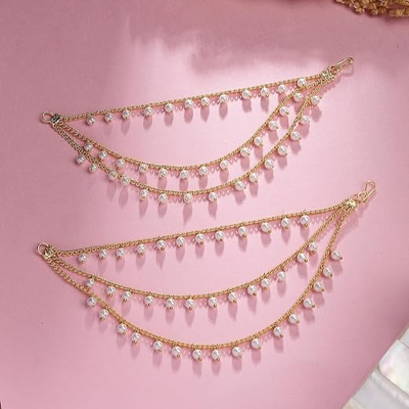 Indian Traditional Bewitching 18k Gold Plated Brass with Bahubali Inspired Multi Layer Ball Chain Long Earring